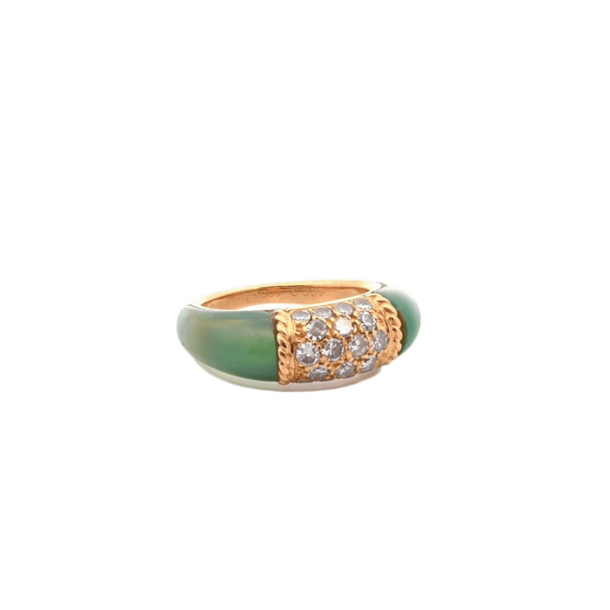 Bague VAN CLEEF & ARPELS "Philippine" en or jaune, chrysoprase et diamants - Castafiore