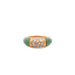Bague VAN CLEEF & ARPELS "Philippine" en or jaune, chrysoprase et diamants - Castafiore
