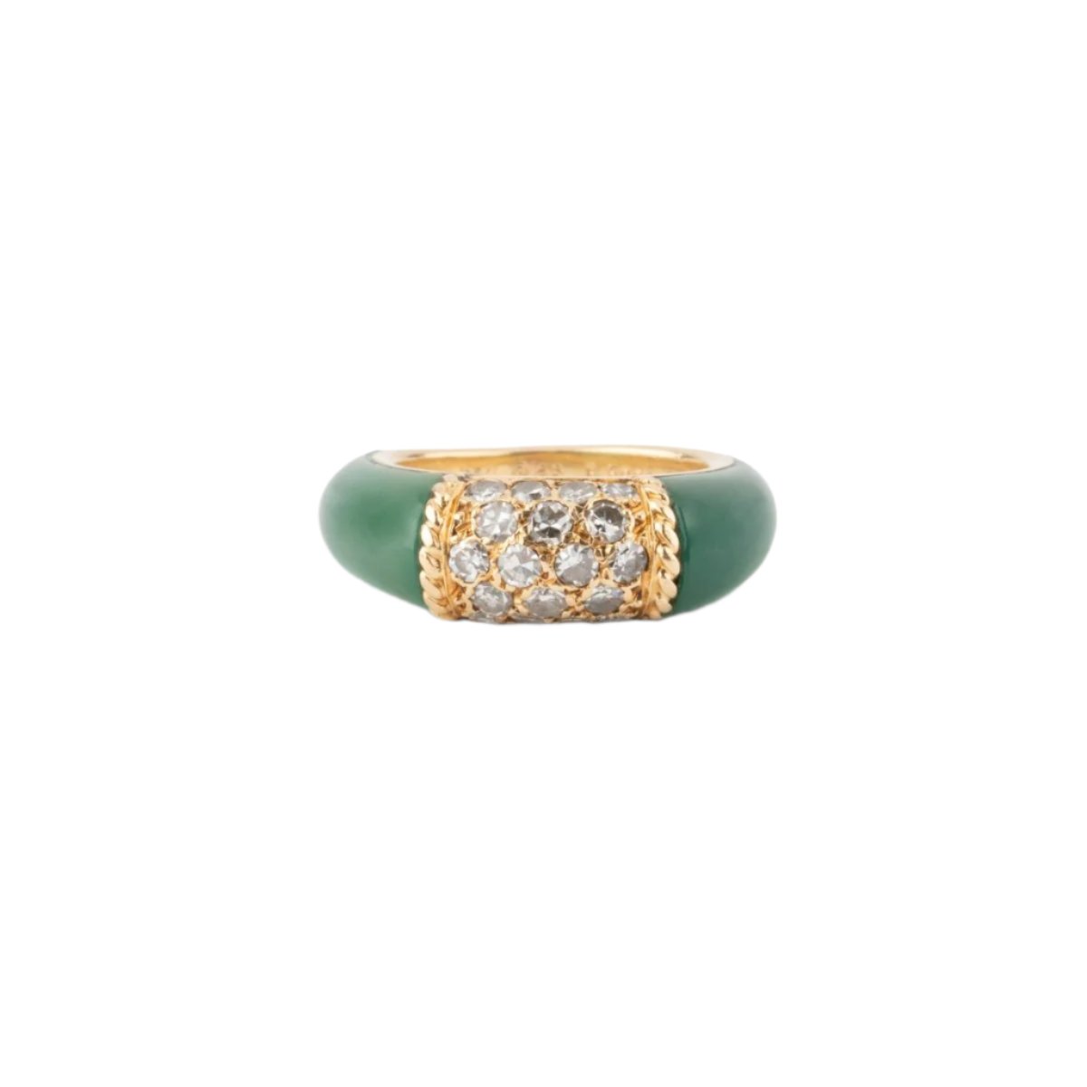 Bague VAN CLEEF & ARPELS "Philippine" en or jaune jade verte et diamants - Castafiore