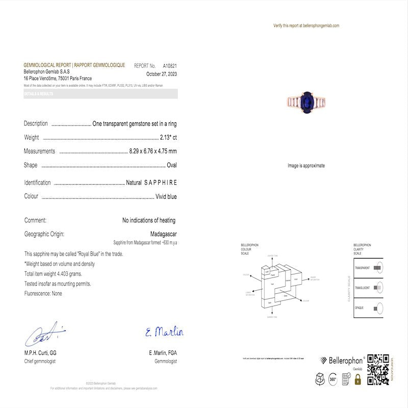 Bague Van Cleef & Arpels saphir et diamants baguette. - Castafiore