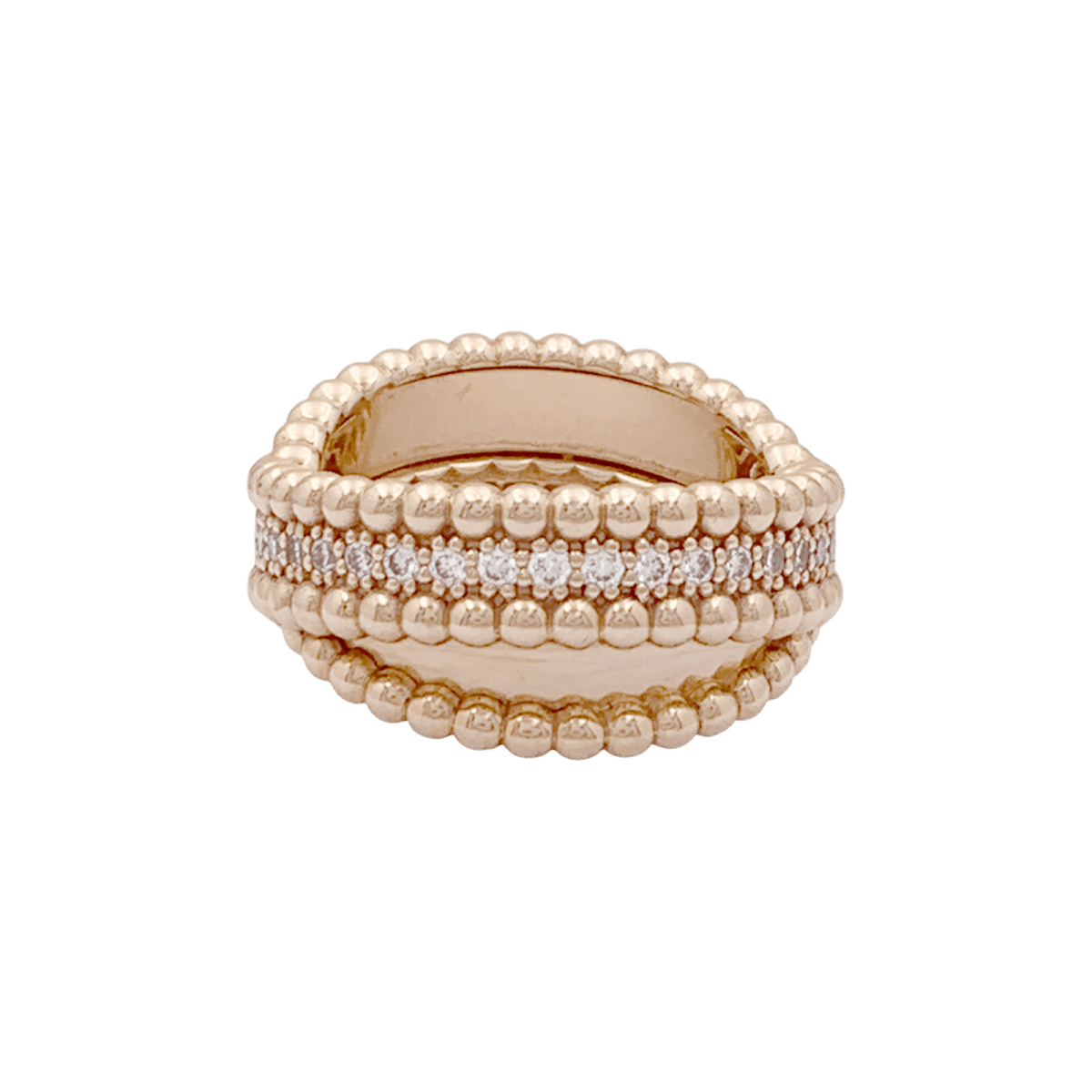 Bague VAN CLEEF ET ARPELS,"Duo Perlée" en or rose et diamants - Castafiore