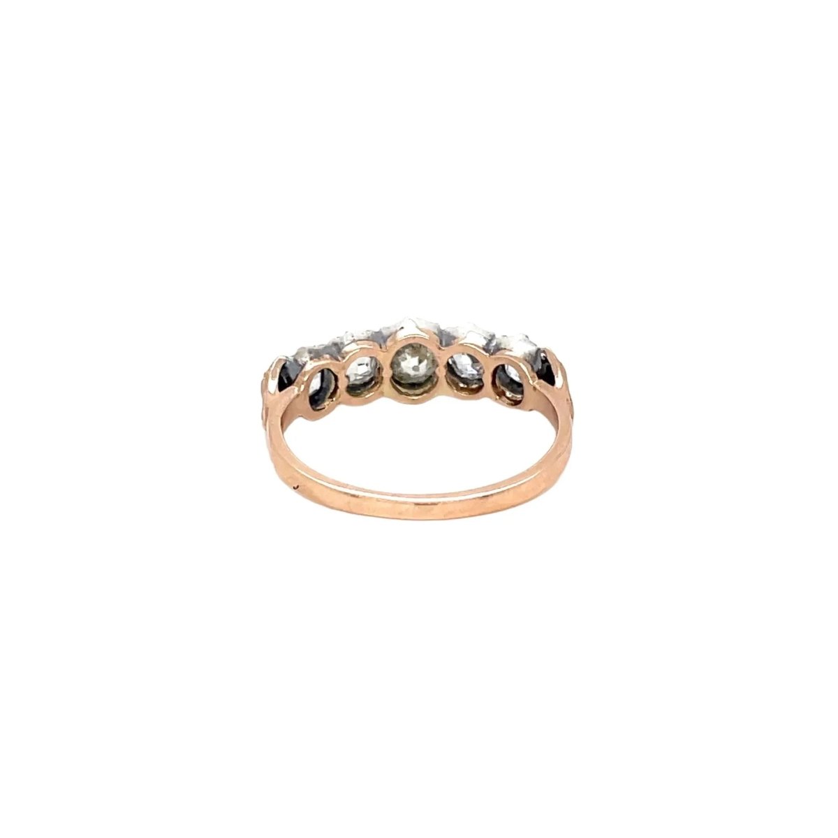Bague victorienne en or et argent à cinq pierres et diamant de 1,50 carat - Castafiore