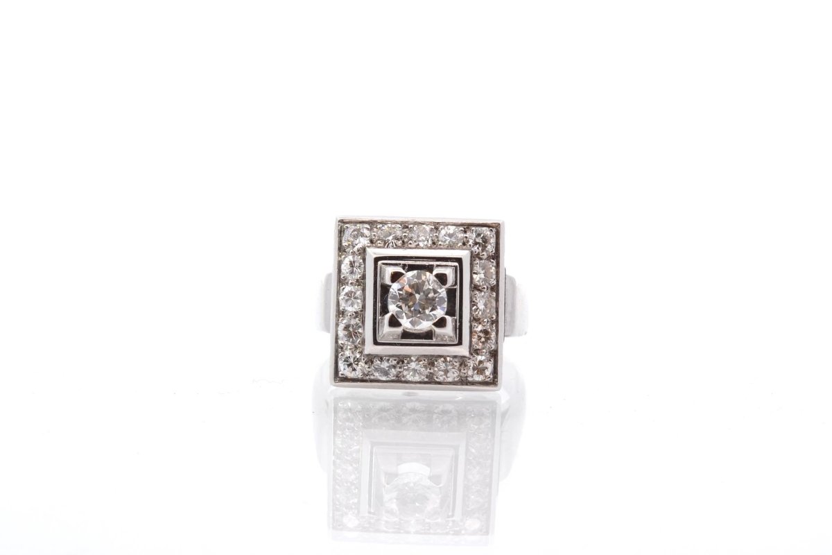 Bague vintage 1950 diamants en platine - Castafiore