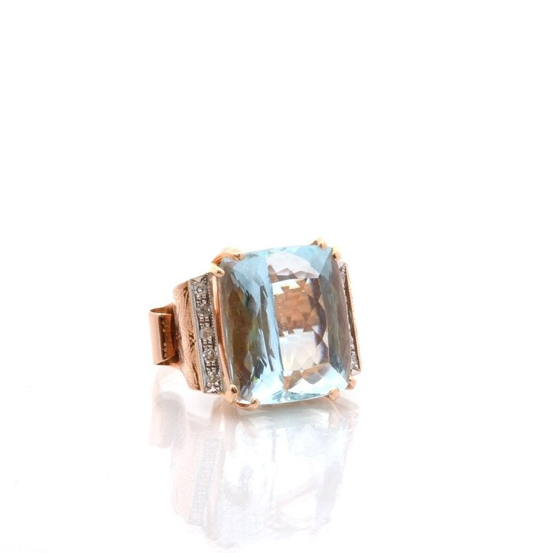 Bague vintage aigue - marine en or - Castafiore