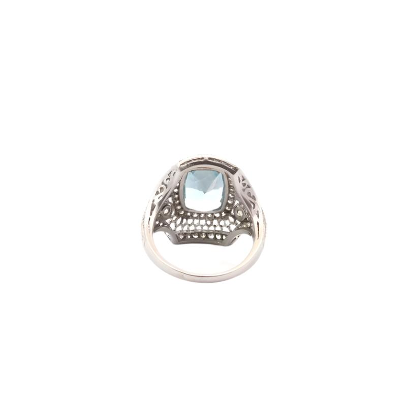 Bague vintage aigue - marine et diamants - Castafiore