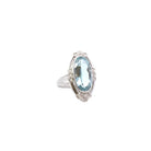 Bague vintage aigue - marine et diamants en or 18k - Castafiore