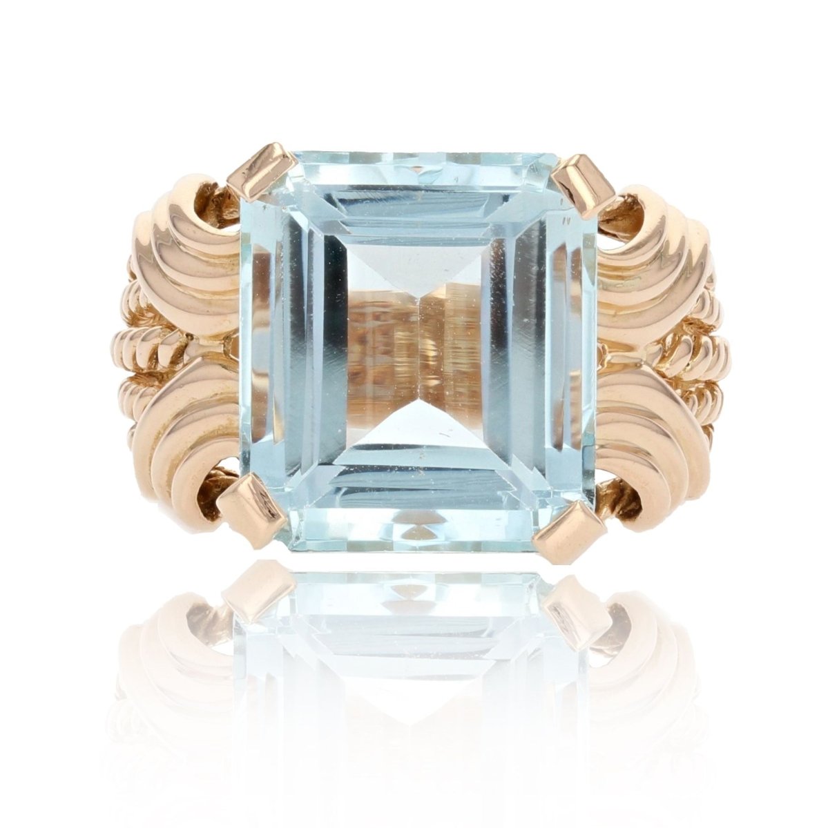 Bague vintage aigue - marine et or - Castafiore