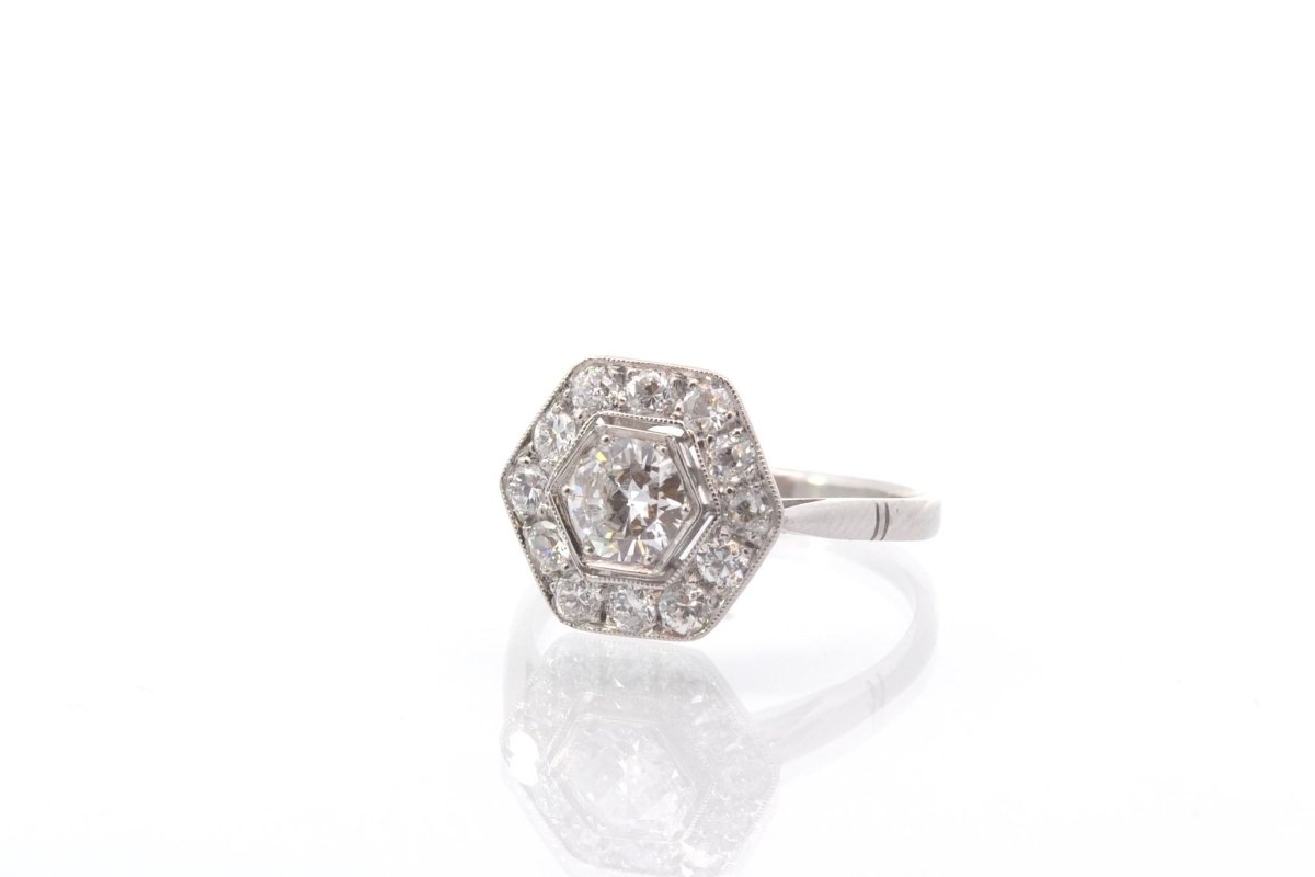 Bague vintage art déco diamants en platine - Castafiore
