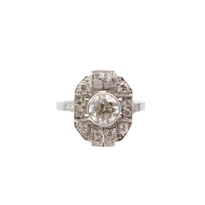 Bague vintage art déco sertie de diamants - Castafiore