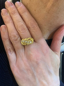 Bague Vintage Branchage Diamants Or Jaune 18 Carats - Castafiore