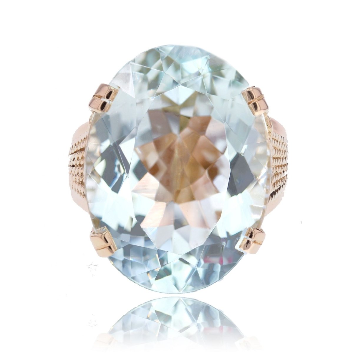 Bague VINTAGE Cocktail en or rose et aigue - marine - Castafiore