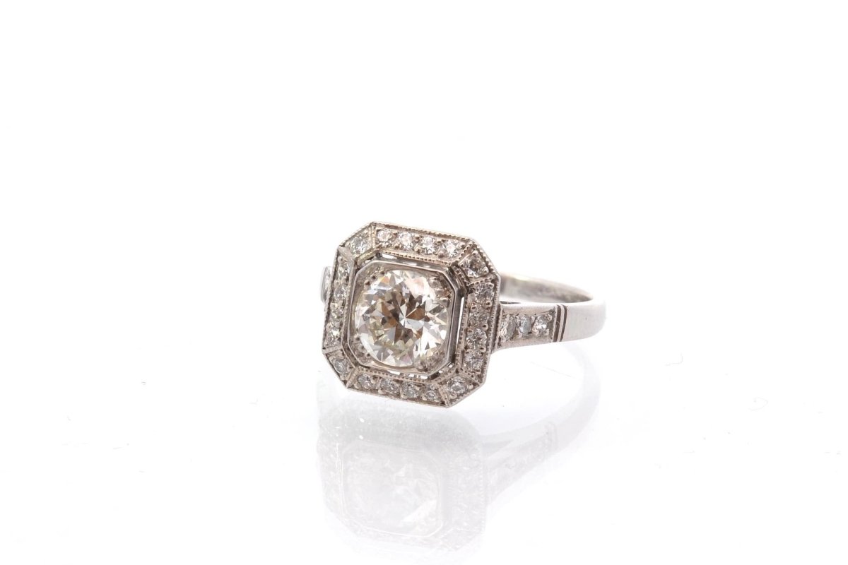 Bague vintage diamant de 1,02 carats en platine - Castafiore