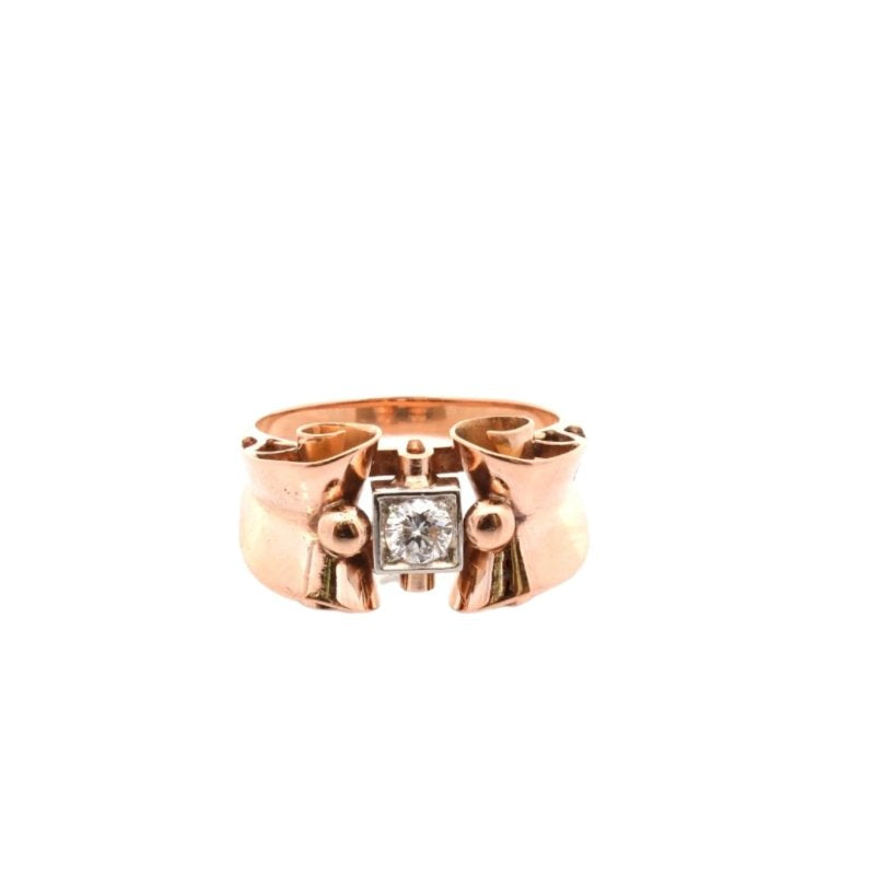 Bague vintage diamant en or 18k - Castafiore