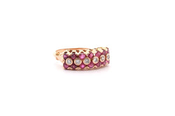 Bague Vintage Diamants et Rubis en Or 18k - Castafiore