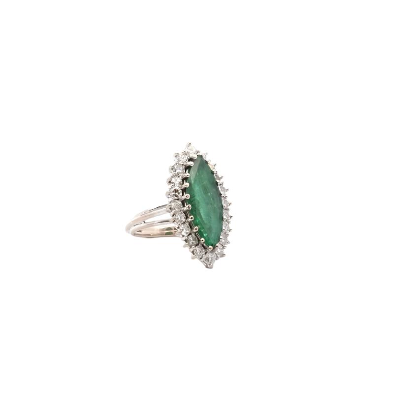 Bague Vintage Émeraude et Diamants en Or 18k - Castafiore