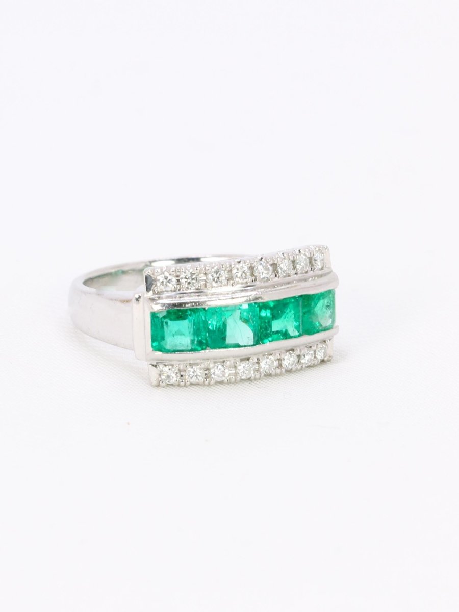 Bague vintage émeraudes diamants - Castafiore
