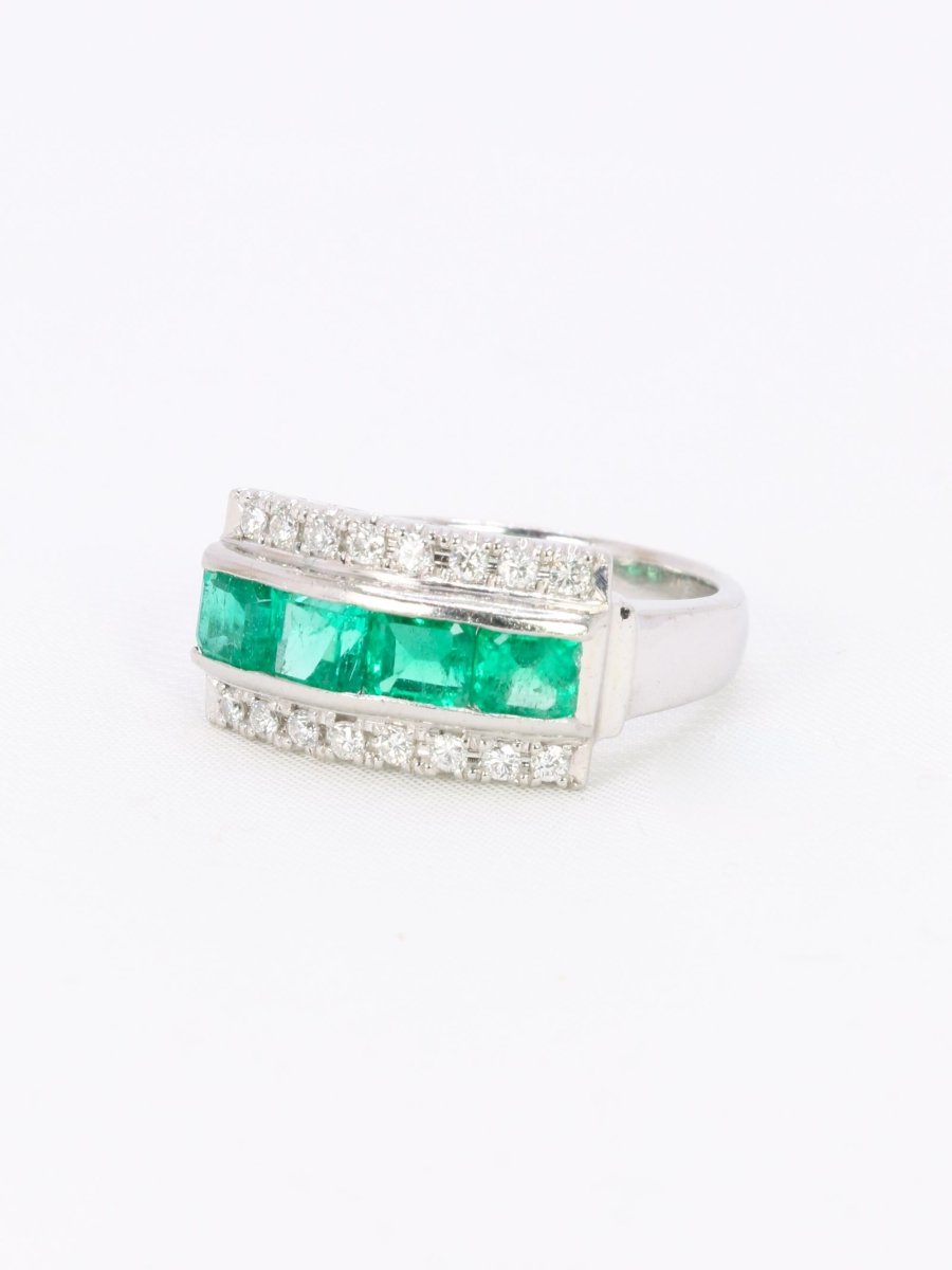 Bague vintage émeraudes diamants - Castafiore