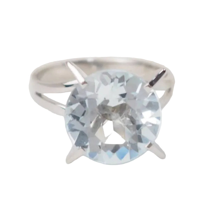 Bague vintage en or blanc et Aigue marine - Castafiore