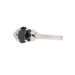 Bague vintage en or blanc et saphir - Castafiore