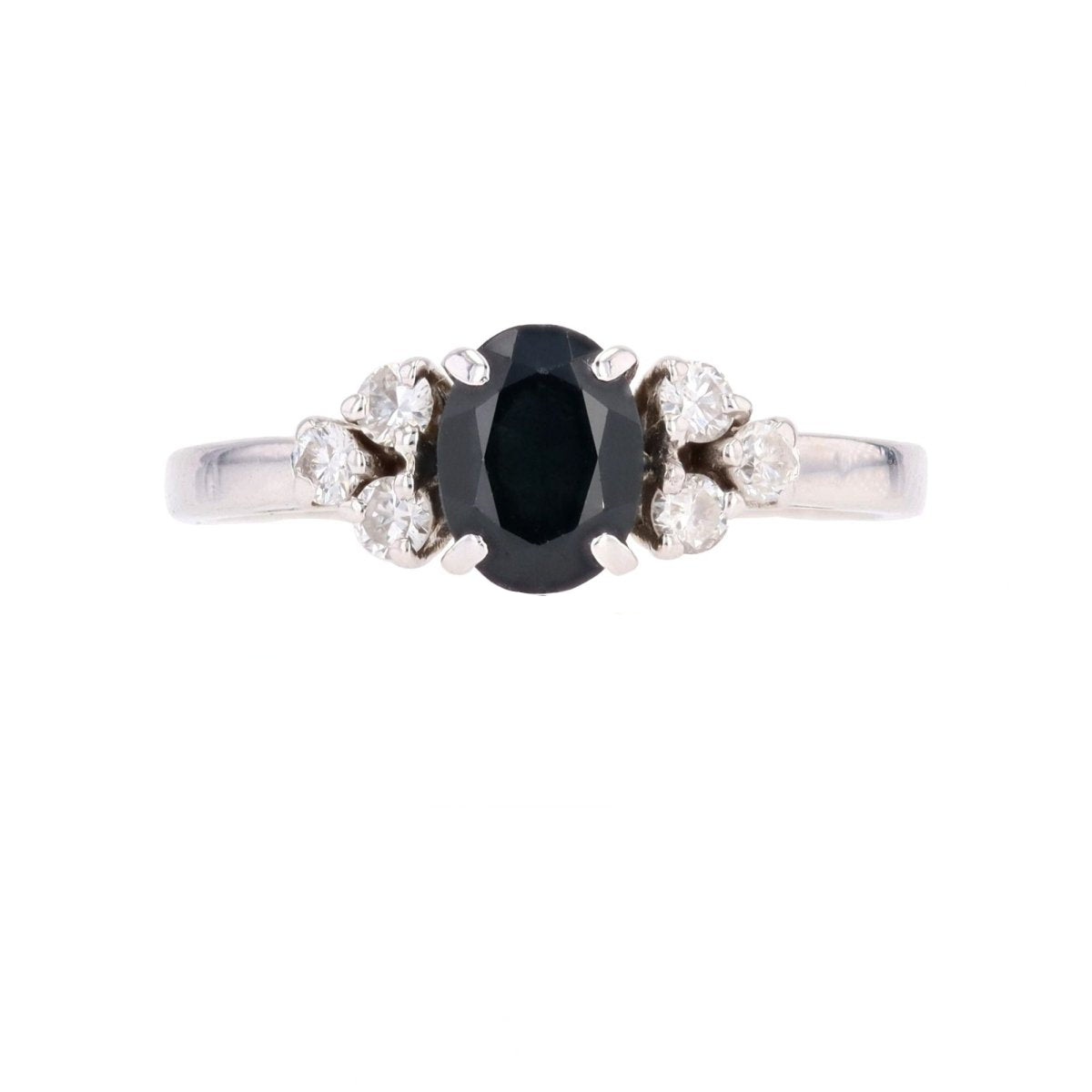 Bague vintage en or blanc et saphir - Castafiore