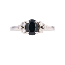 Bague vintage en or blanc et saphir - Castafiore