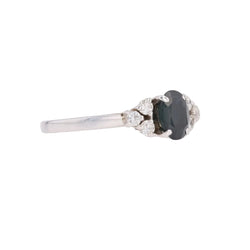 Bague vintage en or blanc et saphir - Castafiore