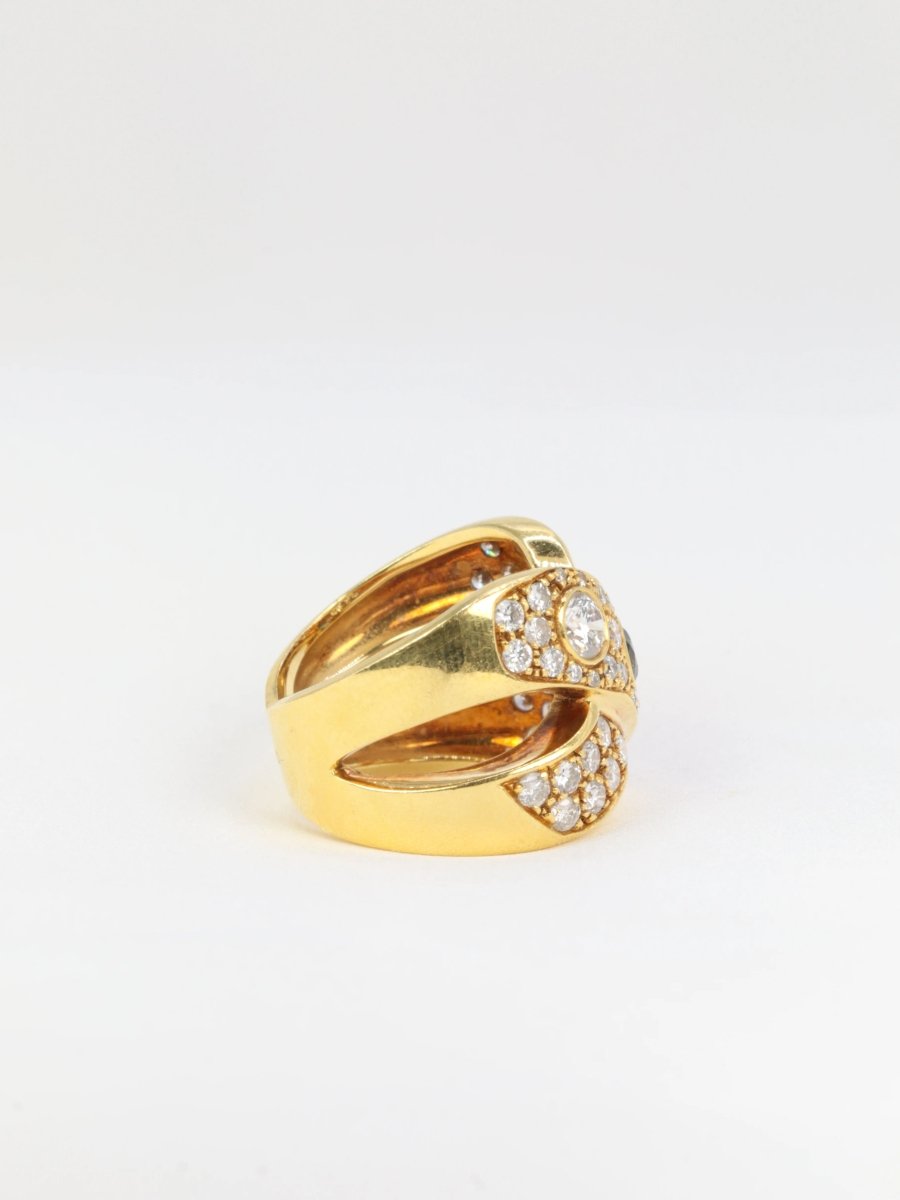Bague Vintage en Or, Diamants et Saphirs - Castafiore