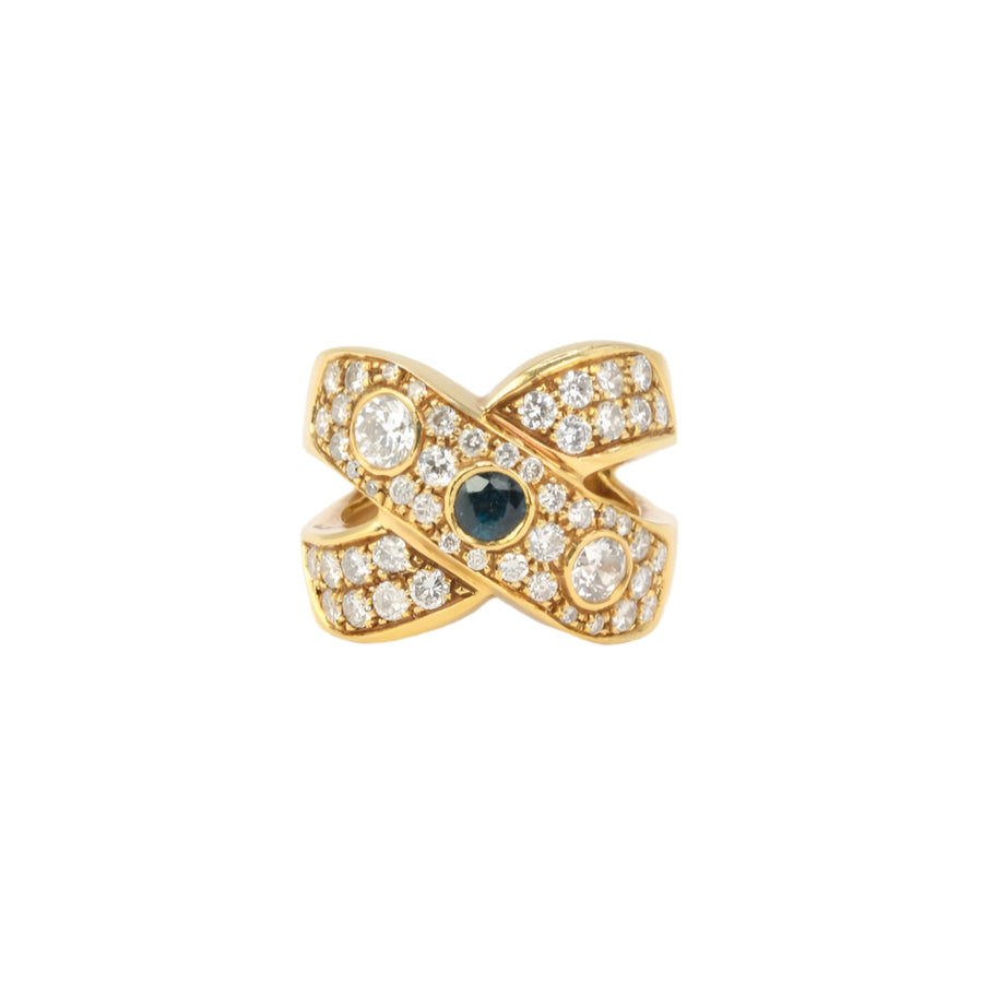 Bague Vintage en Or, Diamants et Saphirs - Castafiore