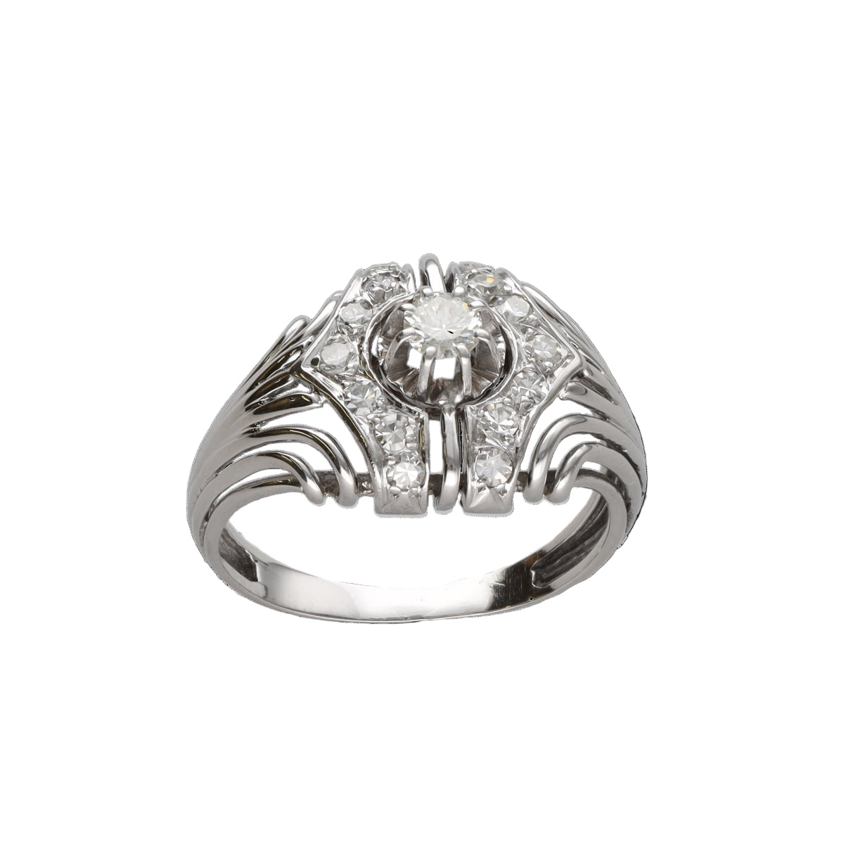 Bague Vintage en or gris diamants - Castafiore