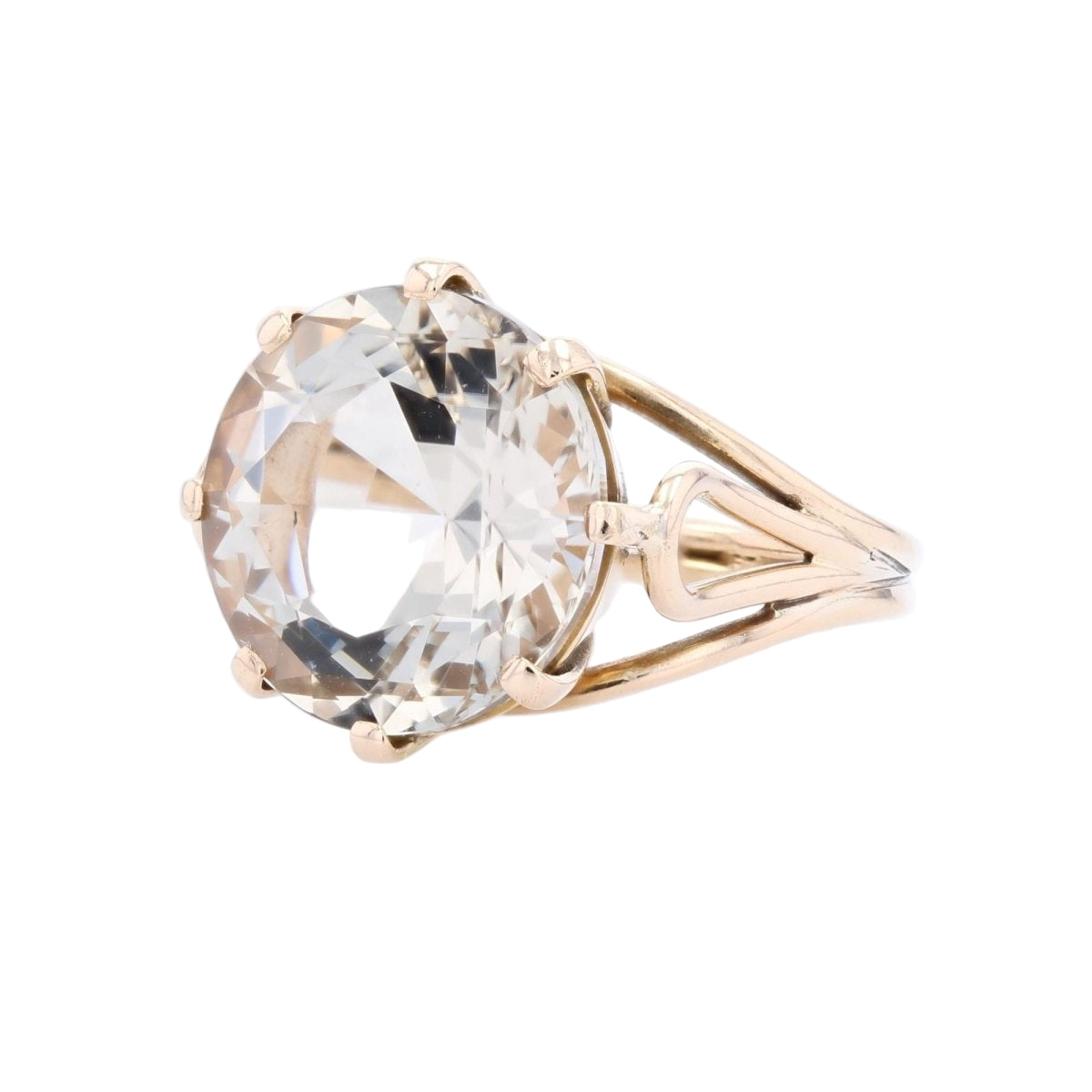 Bague vintage en or jaune et béryl jaune - Castafiore