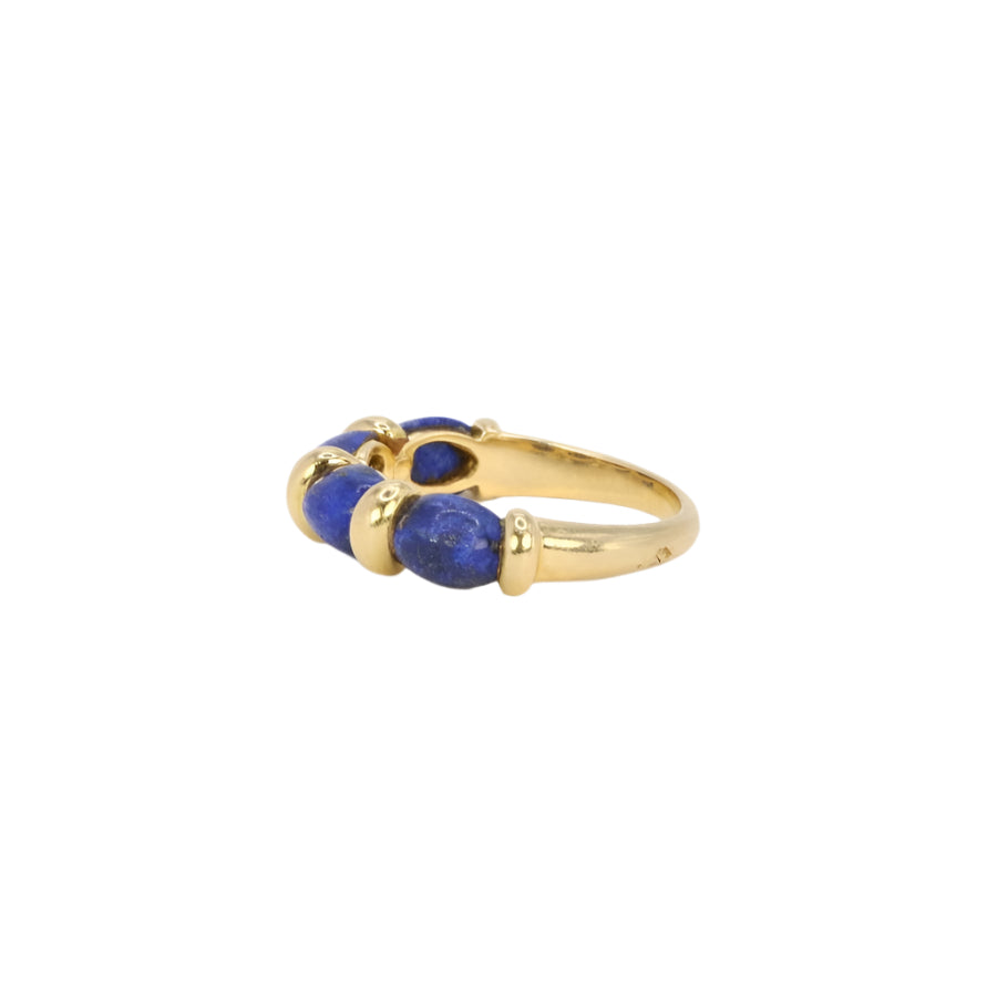 Bague vintage en or jaune et cabochons de lapis lazuli - Castafiore