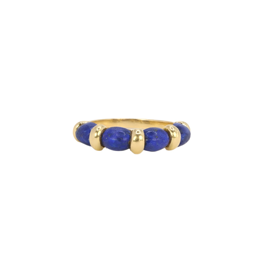 Bague vintage en or jaune et cabochons de lapis lazuli - Castafiore