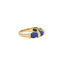 Bague vintage en or jaune et cabochons de lapis lazuli - Castafiore