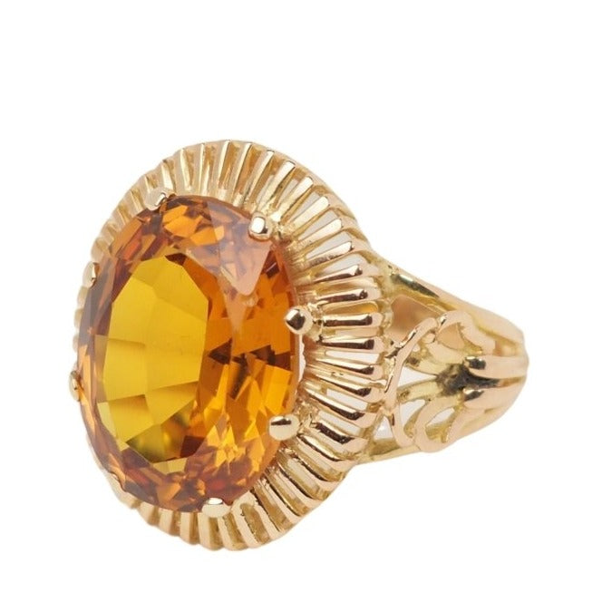 Bague vintage en or jaune et citrine ovale - Castafiore