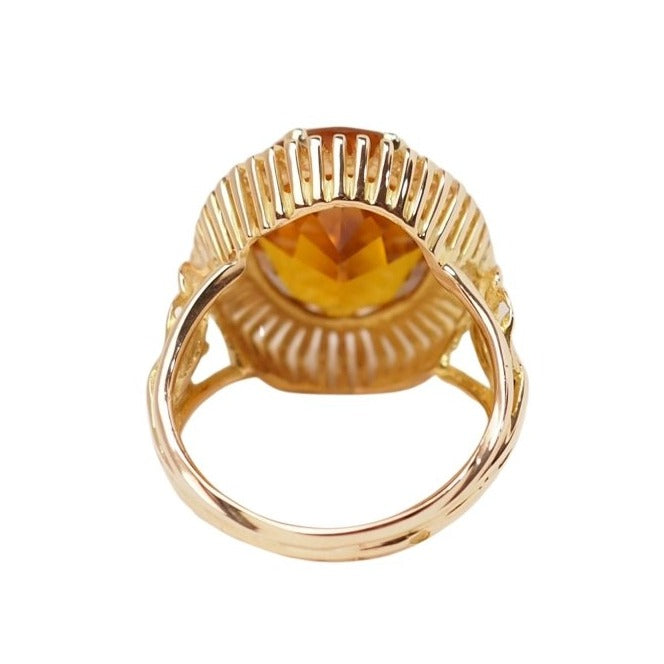 Bague vintage en or jaune et citrine ovale - Castafiore