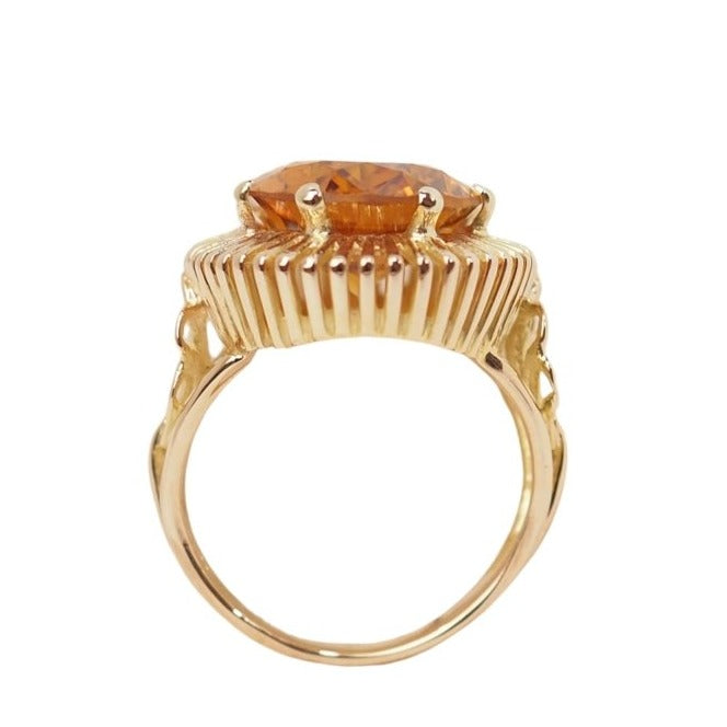 Bague vintage en or jaune et citrine ovale - Castafiore