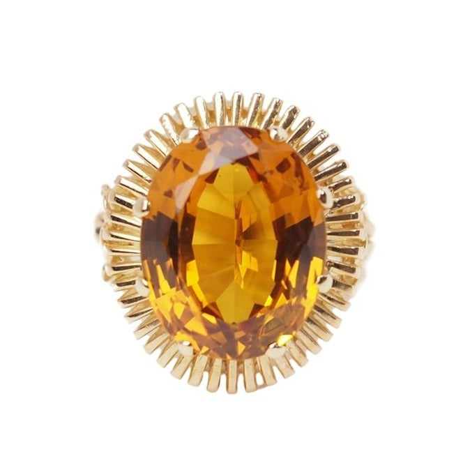Bague vintage en or jaune et citrine ovale - Castafiore