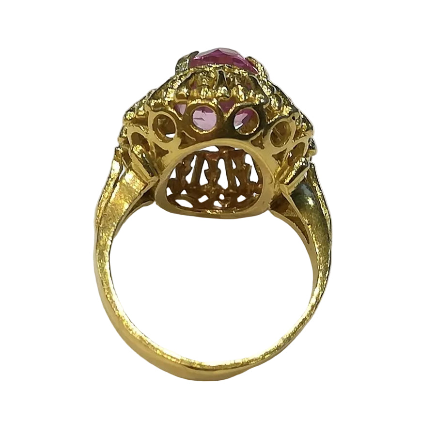 Bague Vintage en or jaune et pierre rose - Castafiore