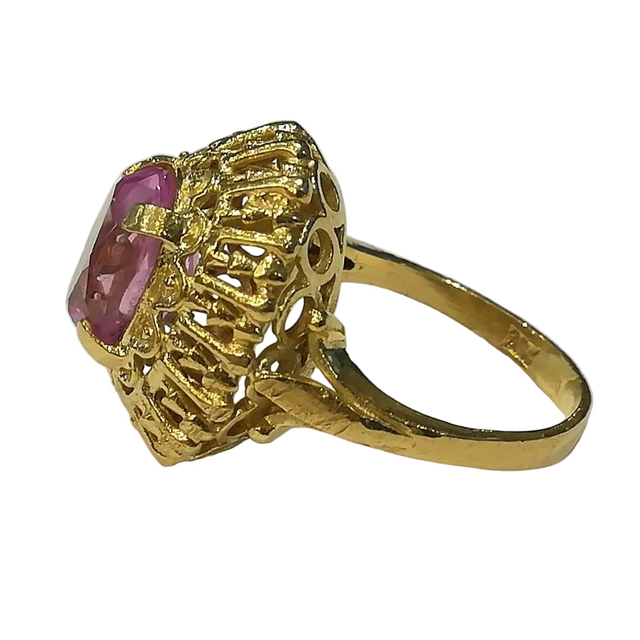 Bague Vintage en or jaune et pierre rose - Castafiore