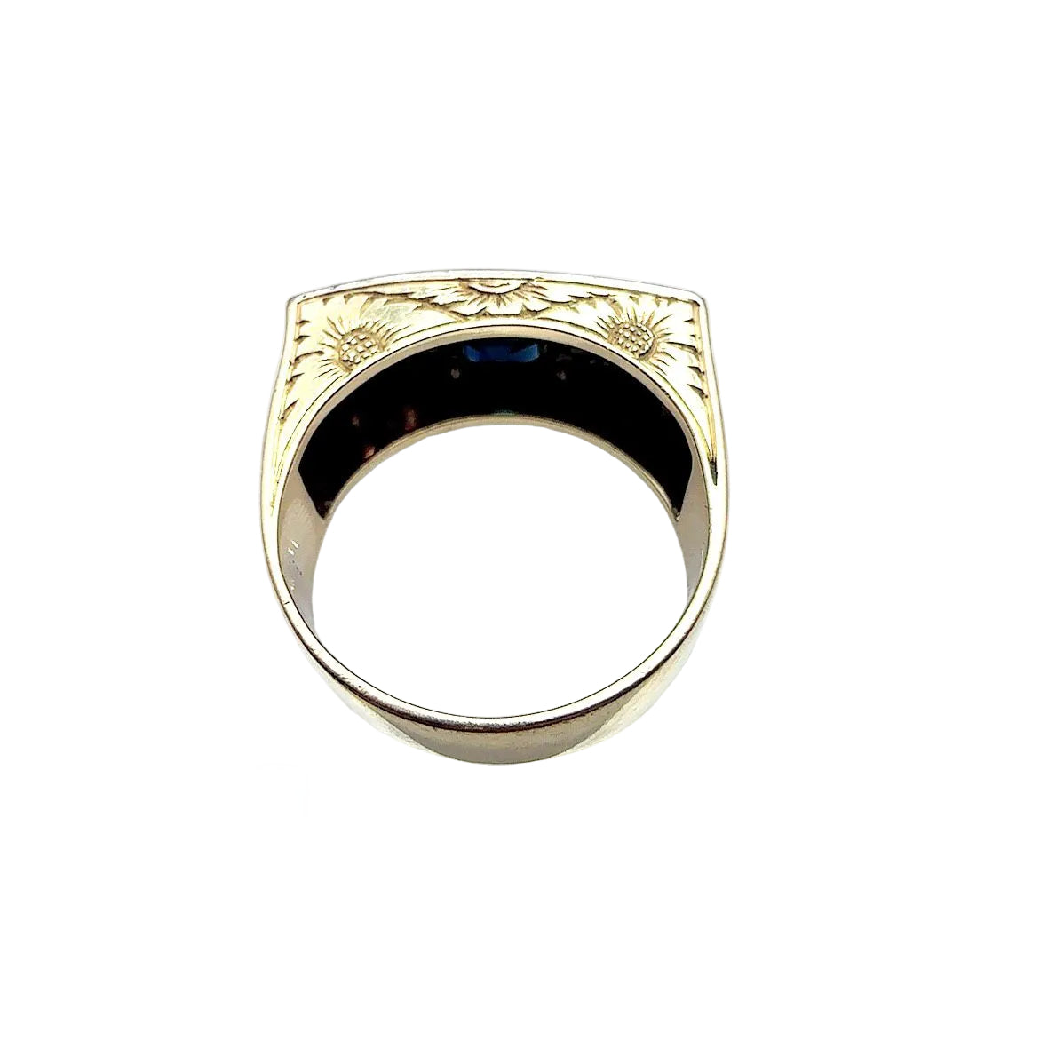 Bague vintage en or jaune et platine avec saphir et diamants - Castafiore