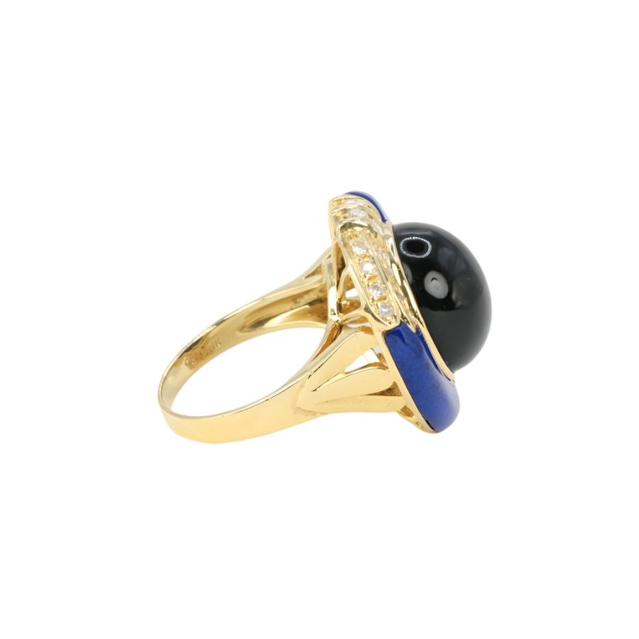 Bague vintage en or, onyx, lapis - lazuli et diamants - Castafiore