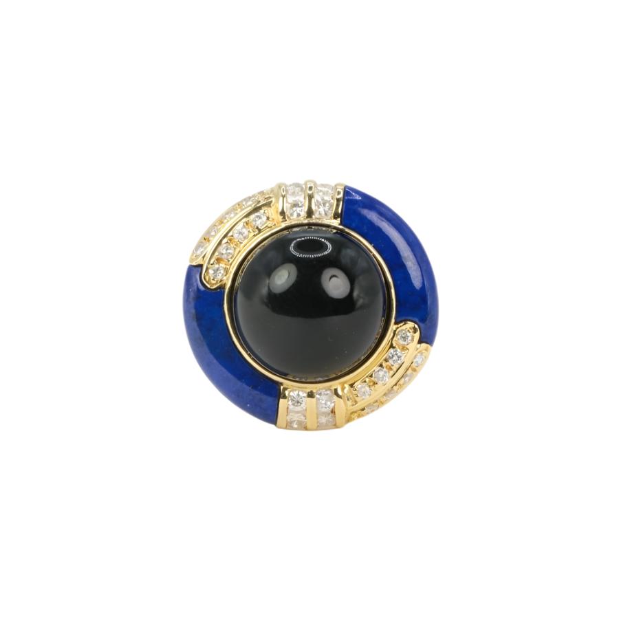 Bague vintage en or, onyx, lapis - lazuli et diamants - Castafiore