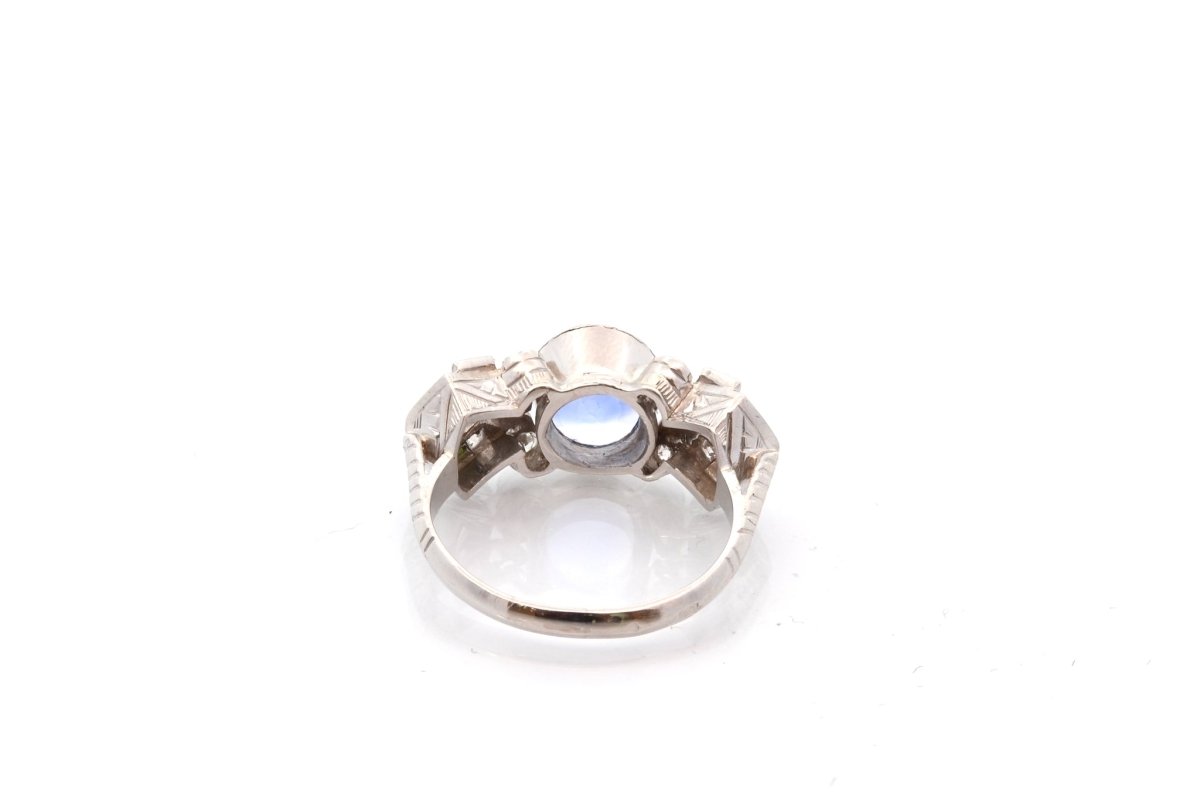 Bague vintage en platine et saphir - Castafiore
