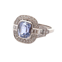 Bague vintage en platine saphir et diamants - Castafiore