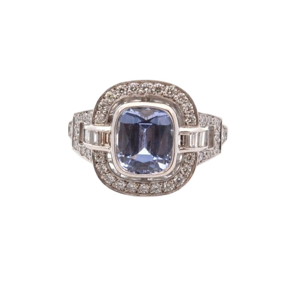 Bague vintage en platine saphir et diamants - Castafiore