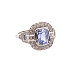 Bague vintage en platine saphir et diamants - Castafiore