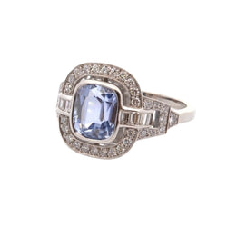 Bague vintage en platine saphir et diamants - Castafiore
