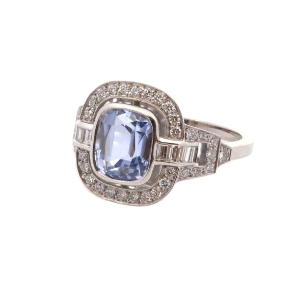 Bague vintage en platine saphir et diamants - Castafiore