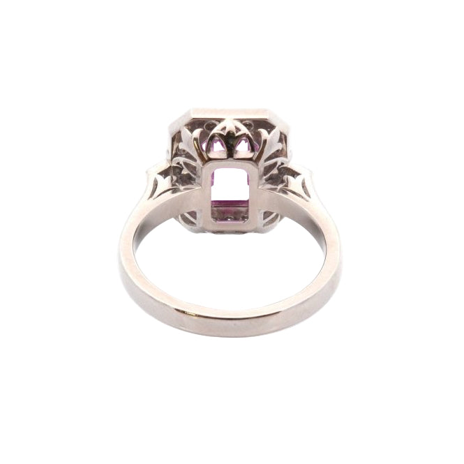 Bague vintage en platine saphir rose et diamants - Castafiore