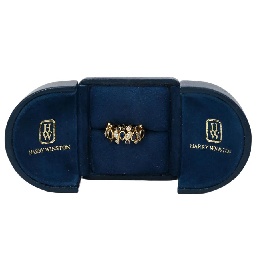 Bague vintage Harry Winston or jaune, saphirs et diamants - Castafiore